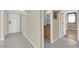 Hallway showing bathroom and bedroom entrances with neutral colors and tiled floors at 3930 University Center Dr # 202, Las Vegas, NV 89119