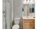 A cozy bathroom with a shower stall and a vanity sink at 9050 W Tropicana Ave # 1053, Las Vegas, NV 89147
