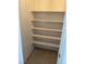Walk in closet featuring multiple shelves and carpeted floor at 9641 Windborne Ave, Las Vegas, NV 89147