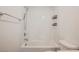 Bright bathroom showcases a shower-tub and modern fixtures at 376 Yellow Finch Ln, Henderson, NV 89012