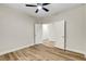 Bedroom featuring hardwood flooring, neutral paint, and a ceiling fan at 3794 Cape Royal St, Las Vegas, NV 89147