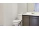 Powder bathroom featuring a white toilet, a vanity and neutral paint at 3961 Bayamon St, Las Vegas, NV 89129