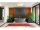 Modern bathroom with a unique standalone tub, accent lighting, and outdoor views at 6 Vista Crescent Ct, Henderson, NV 89012