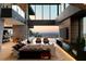 Elegant living room with city views, fireplace, and modern design at 6 Vista Crescent Ct, Henderson, NV 89012