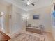 Cozy bedroom with neutral walls, carpet, fan and ample closet space offers peaceful retreat at 7307 Lansbrook Ave, Las Vegas, NV 89131