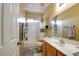 Well-maintained bathroom featuring a single vanity, toilet, and bathtub/shower combination at 7609 Rory Ct, Las Vegas, NV 89129