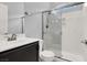 Well-maintained bathroom with a sink, toilet, and modern shower, perfect for a quick refresh at 7878 Brianna Cheerful Ave, Las Vegas, NV 89178