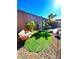 Cozy backyard with artificial grass, patio area and well maintained landscaping at 95 Palm Park Ct, Las Vegas, NV 89183