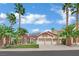 Charming home featuring desert landscaping, three-car garage, and solar panels at 1324 European Dr, Henderson, NV 89052