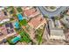 Expansive aerial view of a home highlighting its lush desert landscaping and proximity to neighborhood amenities at 2764 Leys Burnett Ave, Henderson, NV 89044