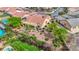 Picturesque aerial shot capturing a home's beautifully landscaped backyard and covered patio at 2764 Leys Burnett Ave, Henderson, NV 89044