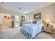 Bedroom featuring large bed, side tables, and dresser, with attached bathroom at 4187 Pacifico Ln, Las Vegas, NV 89135