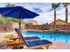 Inviting pool area with lounge chairs and lush landscaping provides relaxation and privacy at 4624 Leon De Oro Dr, Las Vegas, NV 89129