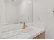 Bathroom featuring a vanity with tile countertop, faucet, and mirror at 6332 Sierra Pines Ct, Las Vegas, NV 89130