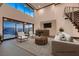 Living room features a stunning fireplace, high ceilings and a seamless indoor-outdoor flow at 917 Vegas View Dr, Henderson, NV 89052