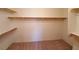 Spacious walk-in closet offering ample storage with built-in shelving for organized wardrobe and accessories at 9580 W Reno Ave # 183, Las Vegas, NV 89148