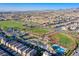 Enjoy this aerial view of this community's baseball fields, green space and community pool at 2932 Tranquil Brook Ave, Henderson, NV 89044
