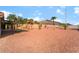 Spacious desert backyard featuring low maintenance ground cover and distant mountain views at 3157 Faiss Dr, Las Vegas, NV 89134