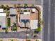 Aerial view of property with solar panels, ample backyard space with patio and landscaping at 4818 Al Carrison St, Las Vegas, NV 89149