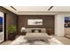 Bedroom featuring a modern bed frame, city views and hardwood floors at 607 Grand Rim Dr, Henderson, NV 89012