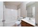 Clean bathroom with tub, shower, and vanity, perfect for everyday comfort and convenience at 8174 Amphora St, Las Vegas, NV 89139