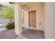 Close-up of the home's front door, showing the entrance and surrounding landscaping at 8174 Amphora St, Las Vegas, NV 89139
