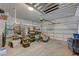 Spacious garage with overhead storage racks and ample room for parking and storage at 8962 Shale Valley St, Las Vegas, NV 89123