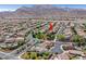 Panoramic aerial shot of the community, displaying the location of this well-situated home, and mountain views at 10409 Snowdon Flat Ct, Las Vegas, NV 89129