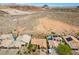 This high-angle shot showcases desert landscaping, a backyard oasis with a pool, and a scenic mountain backdrop at 1043 Armillaria St, Henderson, NV 89011