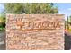 Elegant stone community sign welcomes residents and visitors alike at 11294 Corsica Mist Ave, Las Vegas, NV 89135
