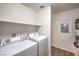 Well-lit laundry room with washer, dryer, shelving, and water heater at 3660 Renovah St # 202, Las Vegas, NV 89129