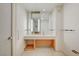 Modern bathroom with large mirror, sink and towel rack at 3726 S Las Vegas Blvd # 1003, Las Vegas, NV 89158