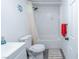 Bright bathroom featuring a white vanity, new plumbing fixtures, and shower-tub at 3934 Palos Verdes St, Las Vegas, NV 89119