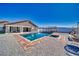 Resort-style backyard featuring a pool, spa, gazebo, and mountain views at 2171 Deadwood St, Pahrump, NV 89048