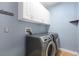 Well-equipped laundry room with modern washer and dryer, cabinets, and functional design at 224 Devotion Ct, Henderson, NV 89052