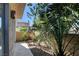 This private patio features rock landscaping and a young palm tree, creating a tranquil outdoor retreat at 3380 Pavlo St, Las Vegas, NV 89121