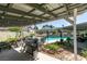 Inviting patio with outdoor cooking station, seating, and garden, creating an ideal space for relaxation at 386 Summer Creek Ct, Henderson, NV 89002