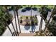 Aerial view of landscaped front yard featuring mature palms and desert landscaping at 4012 Vegas Dr, Las Vegas, NV 89108