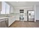 Well-lit kitchen with stainless steel appliances, modern cabinets, and mosaic tile backsplash at 5575 Cresent Valley St, Las Vegas, NV 89148