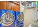 The laundry room features Electrolux blue washer and dryer units with upper shelves at 6046 Bassio Ave, Las Vegas, NV 89141