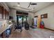 Bright home gym featuring an exercise bike, massage chair, and sauna for relaxation at 9301 Verlaine Ct, Las Vegas, NV 89145
