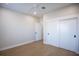 This is a simple bedroom with a sliding door closet and recessed lighting at 2099 Mountain City St, Henderson, NV 89052