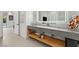 Modern bathroom featuring concrete countertop with integral sink and a sleek mirror at 2240 Boutique Ave, Henderson, NV 89044