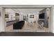 Spacious living area with a modern fireplace, an open layout, and access to outdoor living spaces at 2240 Boutique Ave, Henderson, NV 89044