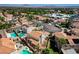 Expansive aerial view featuring a neighborhood layout, nearby pool, and a well-maintained community at 5 Tarryall Ter, Henderson, NV 89074