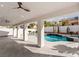 Expansive covered patio area with ceiling fans overlooking the beautiful backyard pool at 5225 Villa Dante Ave, Las Vegas, NV 89141