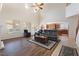 Spacious living room boasting hardwood floors, tall ceilings, and open floor plan at 623 Blue Snow River Ct, Henderson, NV 89002