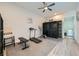 Exercise room featuring workout equipment, modern lighting, and vinyl flooring at 7760 Haven St, Las Vegas, NV 89123