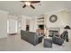 Open-concept living room with a fireplace, comfortable seating, and bright natural light at 1116 Piazza Telle, Henderson, NV 89052