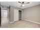 Bright bedroom features a closet, ceiling fan and an ensuite bathroom at 139 Fulgora St, Henderson, NV 89074